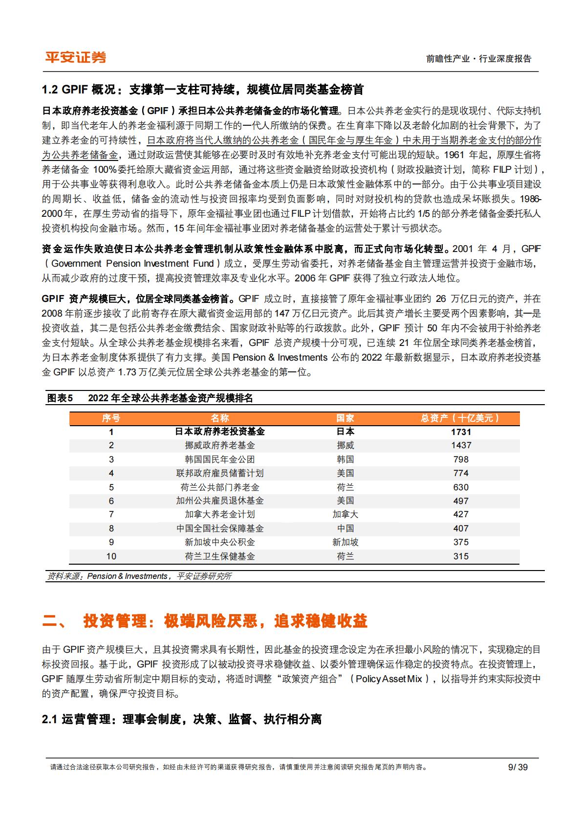 养老行业之日本GPIF：保守稳健型养老基金进化论-平安证券-202311-39页.PDF