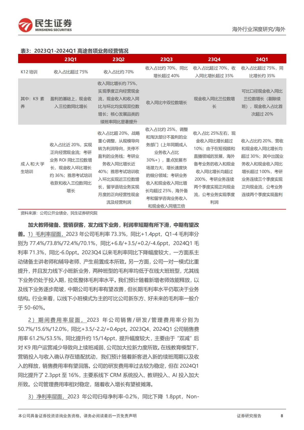 【行业研究】教培行业研究系列（六）：高途深度研究：在线业务趋势强劲，线下布局重回管理层擅长领域-20240527-民生证券-31页.pdf