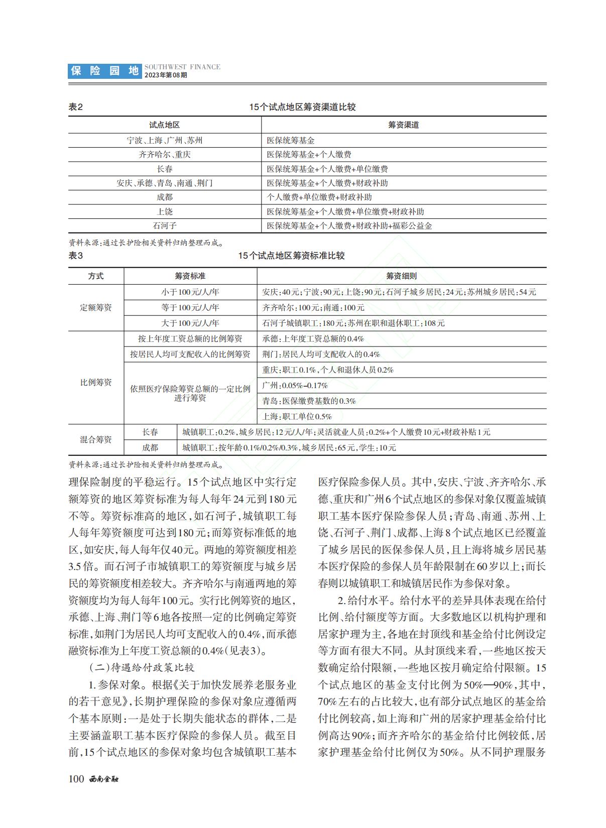 我国长期护理保险制度筹资与...国15个试点城市的对比分析_李长远.pdf