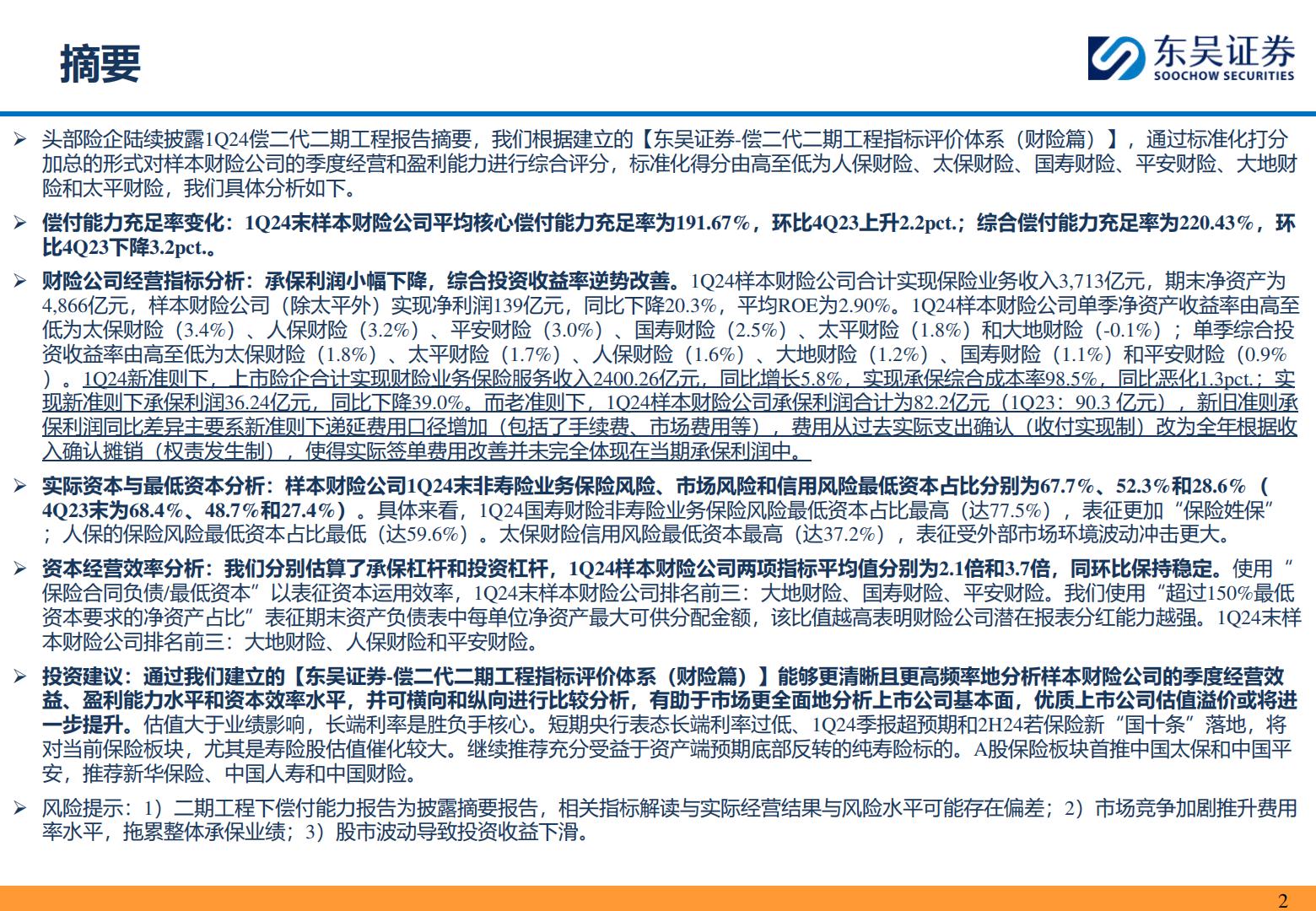 【行业研究】保险II行业研究深度报告：从1Q24偿二代二期工程季报看头部财险公司经营质效-承保利润小幅下降，综合投资收益率逆势改善-20240515-东吴证券-53页.pdf