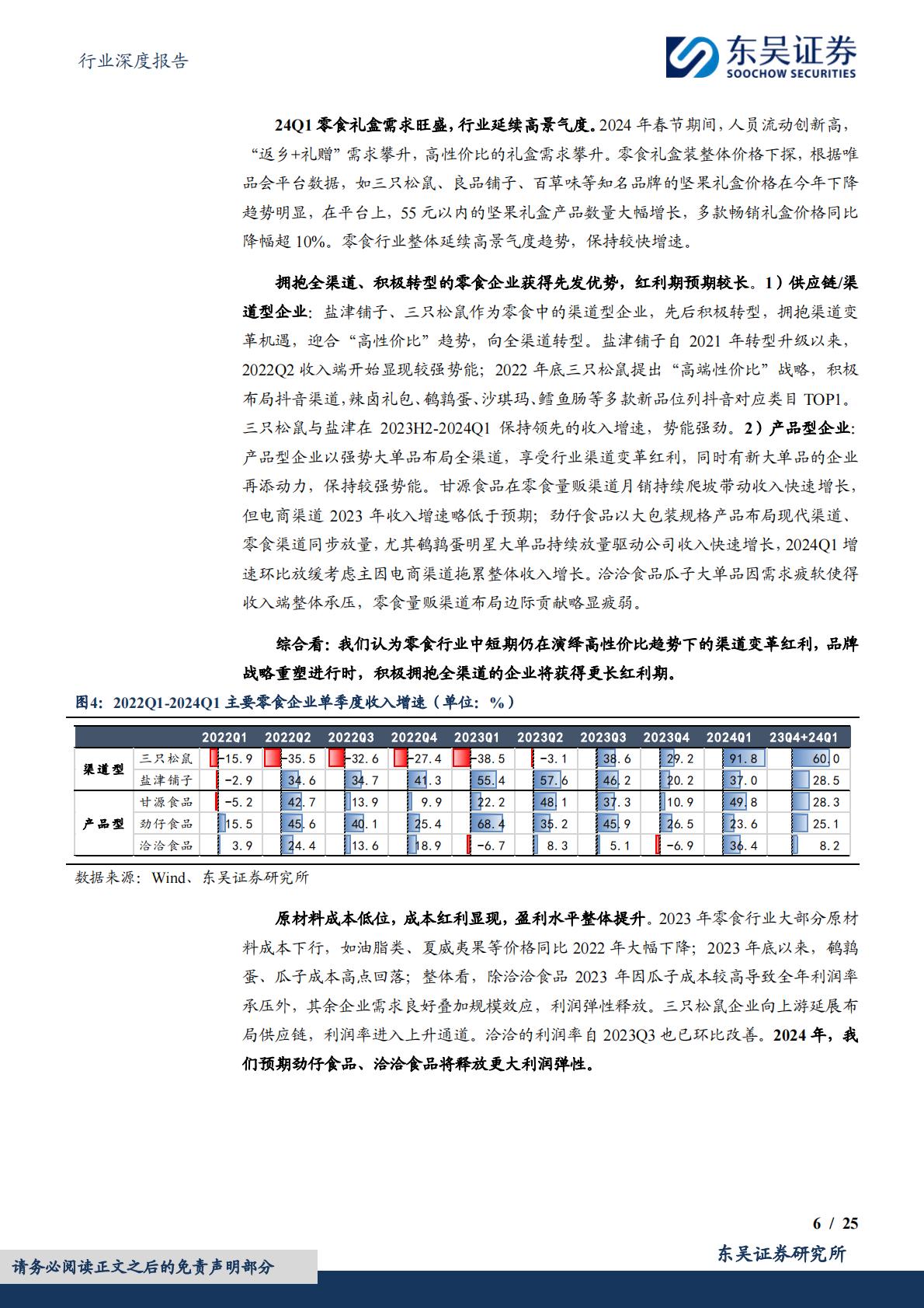 食品饮料行业深度报告：大众品2023年报&2024年一季报总结：景气各异，成本红利普遍-20240509-东吴证券-25页.pdf