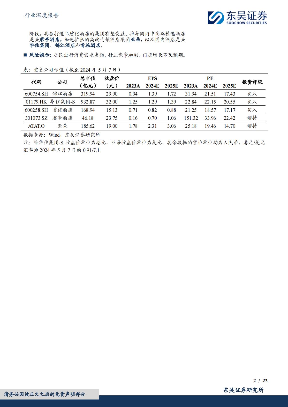 【行业研究】酒店行业深度二：从规模化到品质化，中国酒店行业或进入发展新阶段-20240509-东吴证券-22页.pdf