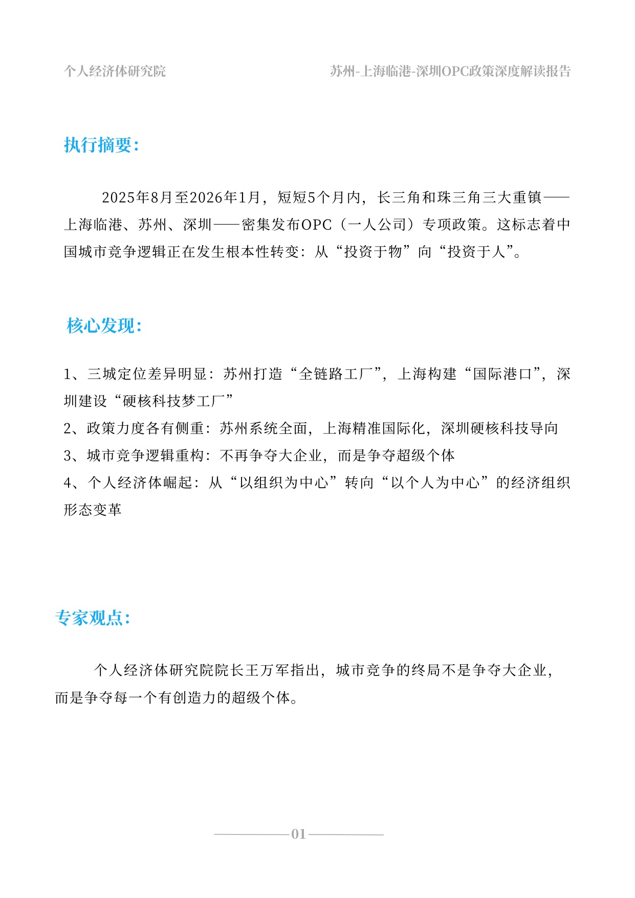 2026苏州上海深圳OPC政策深度解读报告 三座城市的战略博弈与时代信号-个人经济体研究院-31页.pdf
