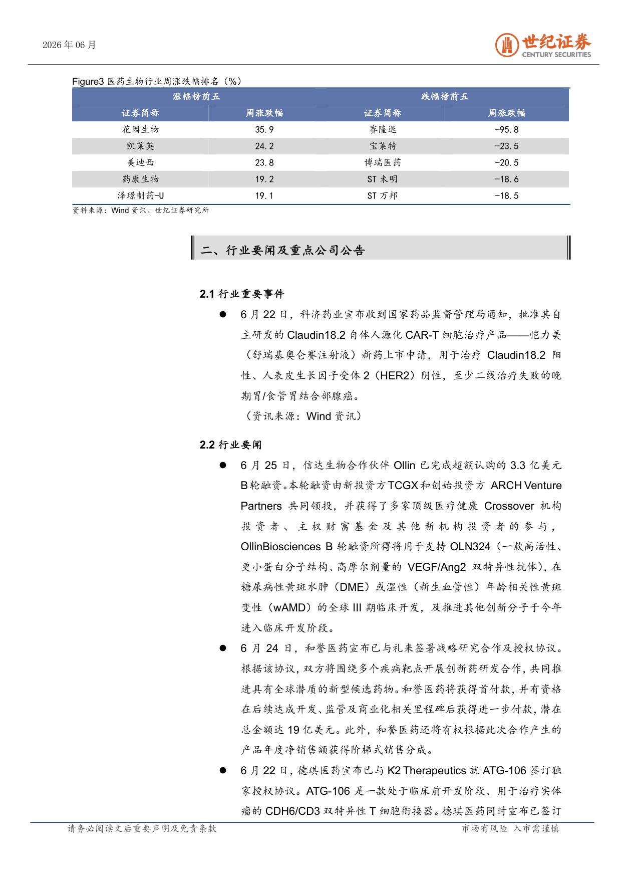 世纪证券-医药生物行业周报6月第4周国产原创疗法迈入新阶段.pdf