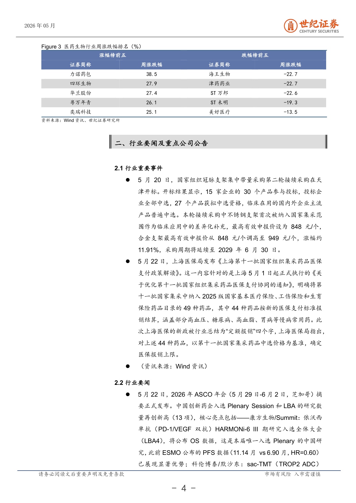 世纪证券-医药生物行业周报5月第3周国产创新药预热ASCO.pdf