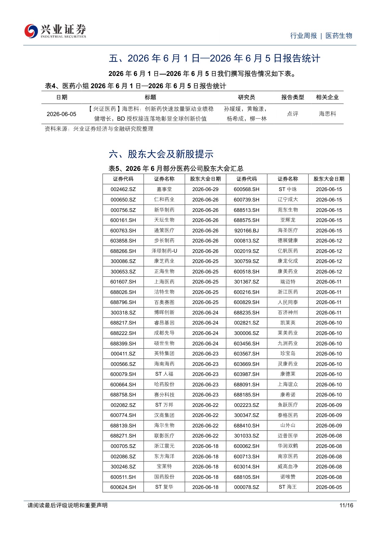 医药生物行业周报持续看好创新药创新药产业链器械及消费医疗预期筑底企稳-26061016页.pdf