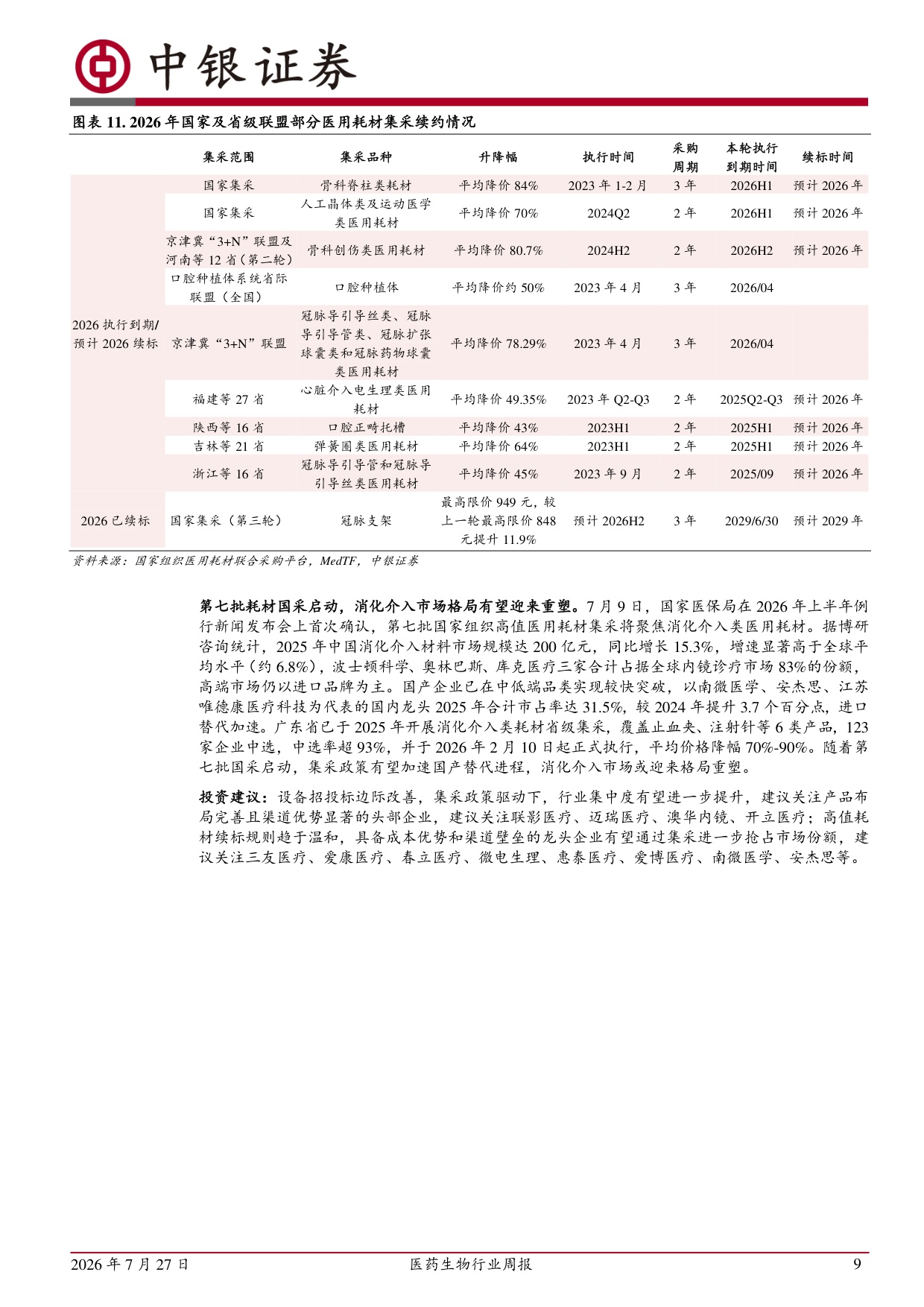 中银证券-医药生物行业周报医疗设备招投标边际改善关注高值耗材续标进展.pdf