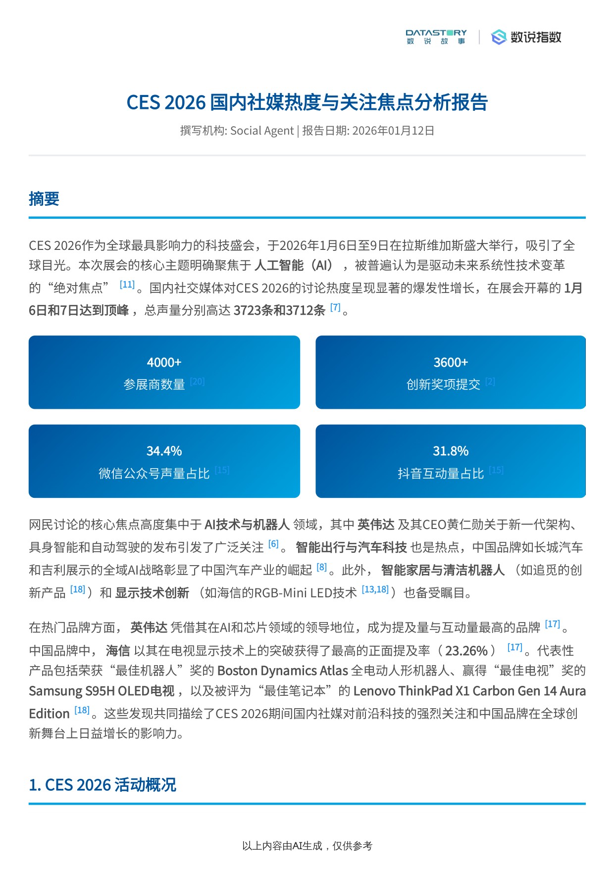 CES+2026网民讨论焦点、品牌产品及社媒热度活动概况.pdf
