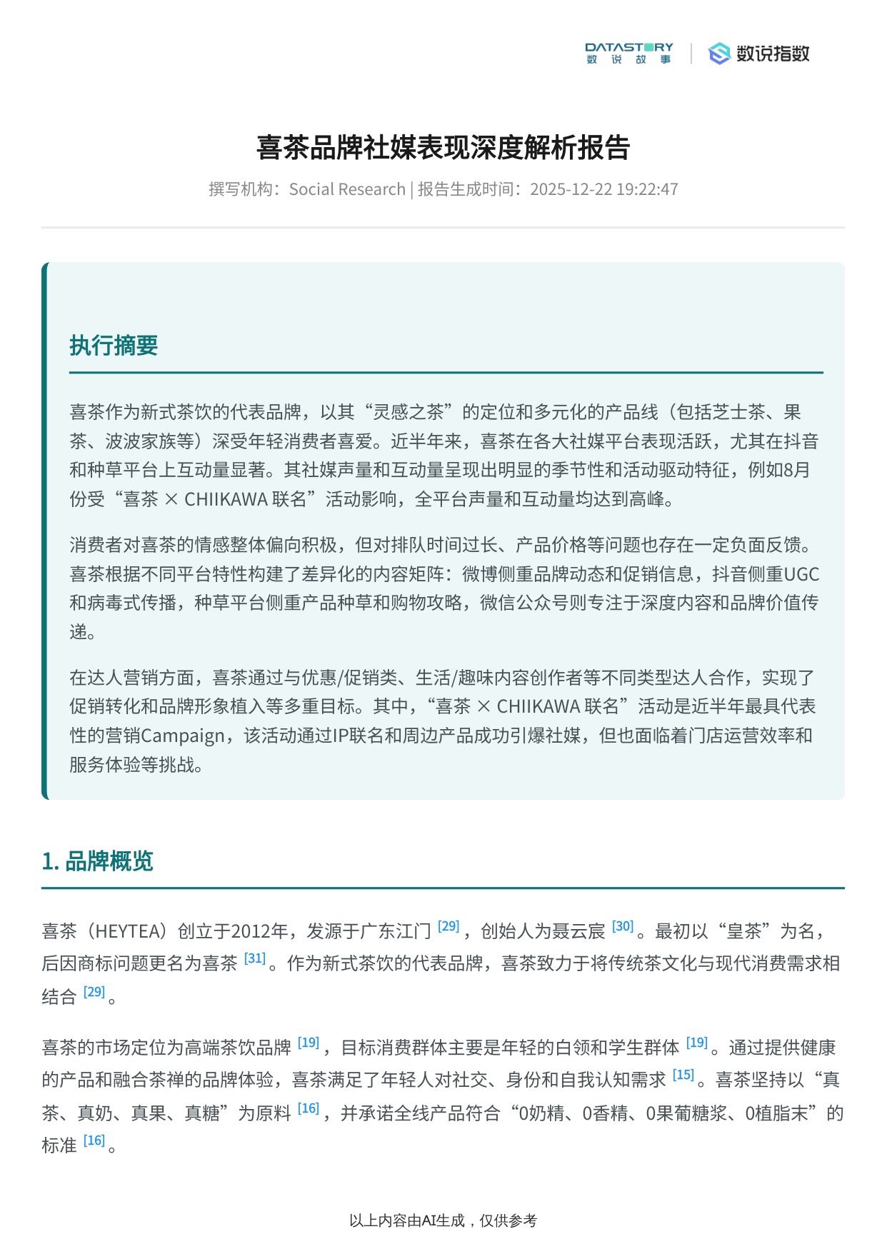 喜茶品牌社媒表现深度解析报告.pdf
